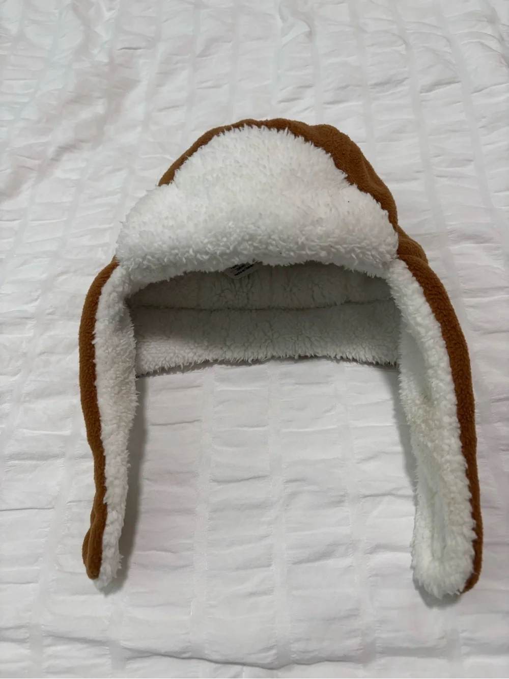 Carhartt Kids Brown Fleece Trapper Hat with Cream Sherpa